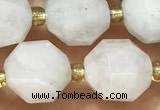 CMS2067 15 inches 9*10mm faceted white moonstone beads wholesale