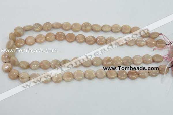 CMS22 15.5 inches 12mm flat round moonstone gemstone beads wholesale