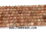 CMS2258 15 inches 6mm faceted round orange moonstone beads