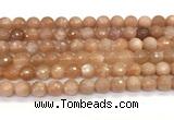 CMS2259 15 inches 8mm faceted round orange moonstone beads