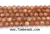 CMS2260 15 inches 10mm faceted round orange moonstone beads