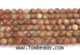 CMS2281 15 inches 8mm faceted round moonstone beads