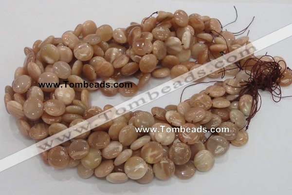 CMS23 15.5 inches 14mm flat round moonstone gemstone beads wholesale