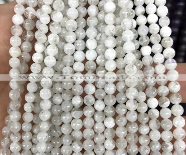 CMS2366 15 inches 4mm round white moonstone beads wholesale