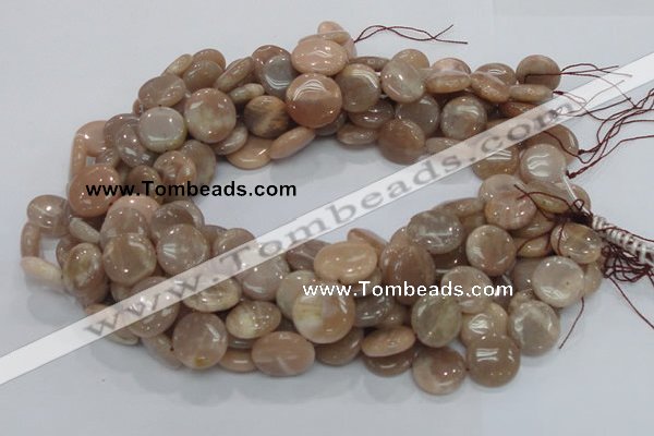 CMS24 15.5 inches 18mm flat round moonstone gemstone beads wholesale