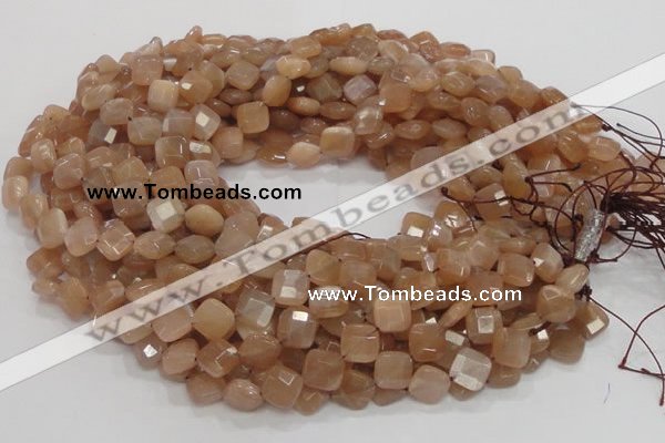 CMS41 15.5 inches 10*10mm faceted diamond moonstone gemstone beads