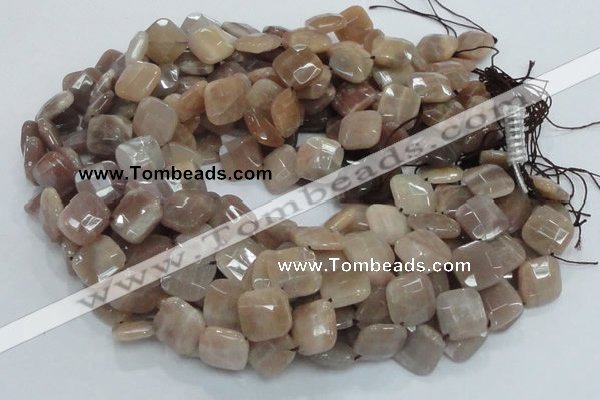 CMS42 15.5 inches 14*14mm faceted diamond moonstone gemstone beads