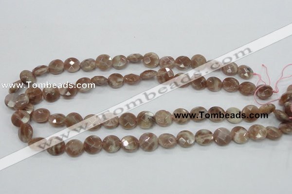 CMS45 15.5 inches 12mm faceted coin moonstone gemstone beads