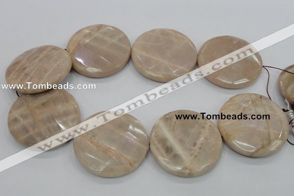 CMS50 15.5 inches 50mm faceted coin moonstone gemstone beads