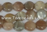 CMS521 15.5 inches 12mm flat round moonstone beads wholesale