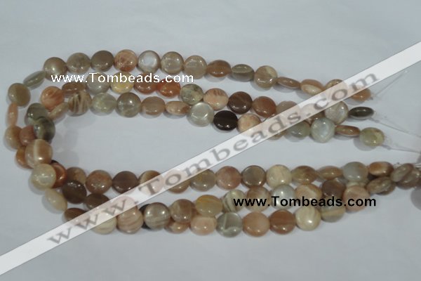 CMS521 15.5 inches 12mm flat round moonstone beads wholesale