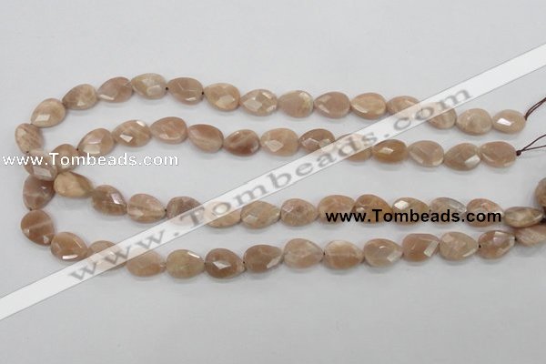 CMS53 15.5 inches 10*14mm faceted flat teardrop moonstone beads