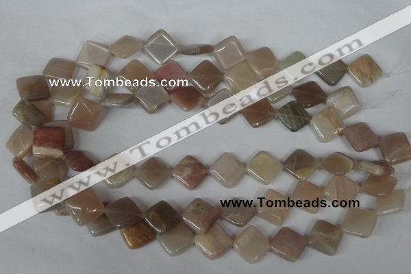 CMS531 15.5 inches 15*15mm diamond moonstone beads wholesale