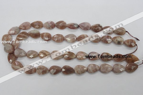 CMS54 15.5 inches 13*18mm faceted flat teardrop moonstone beads