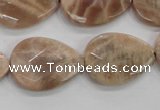 CMS55 15.5 inches 18*25mm faceted flat teardrop moonstone beads