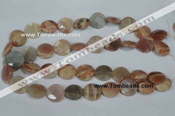 CMS558 15.5 inches 20mm faceted coin moonstone beads wholesale