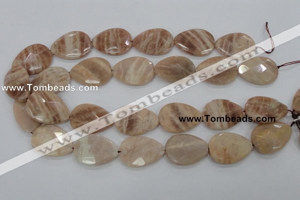 CMS56 15.5 inches 22*30mm faceted flat teardrop moonstone beads