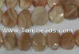 CMS561 15.5 inches 8*12mm faceted freefrom moonstone beads wholesale