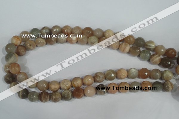 CMS573 15.5 inches 12mm faceted round moonstone beads wholesale