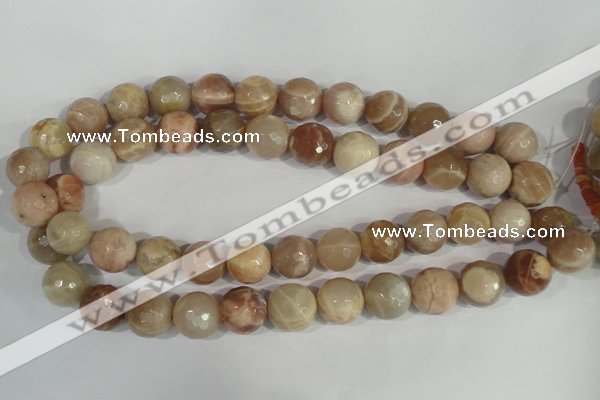 CMS574 15.5 inches 14mm faceted round moonstone gemstone beads