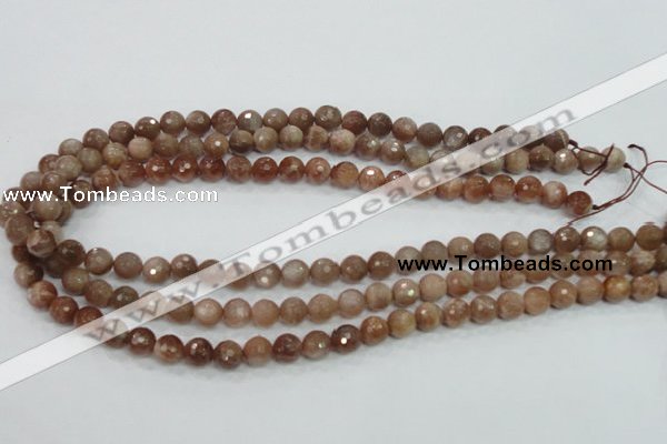 CMS59 15.5 inches 8mm faceted round moonstone gemstone beads