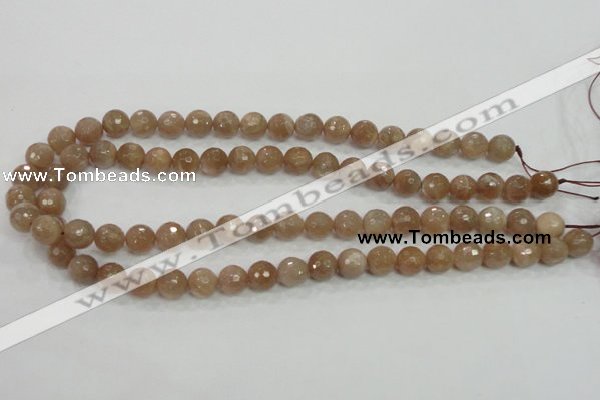 CMS60 15.5 inches 10mm faceted round moonstone gemstone beads