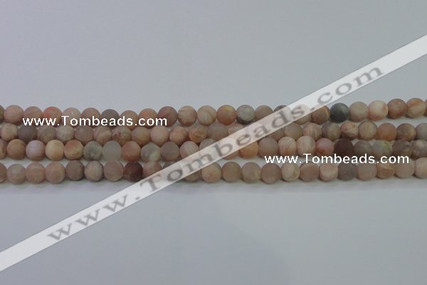 CMS602 15.5 inches 8mm round matte natural moonstone beads