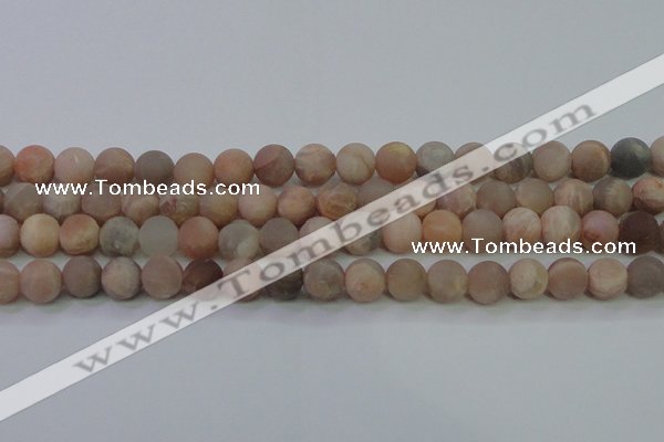 CMS605 15.5 inches 14mm round matte natural moonstone beads