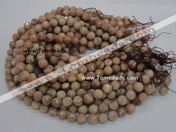 CMS61 15.5 inches 12mm faceted round moonstone gemstone beads