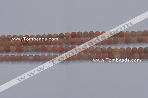 CMS610 15.5 inches 4mm round matte moonstone beads wholesale