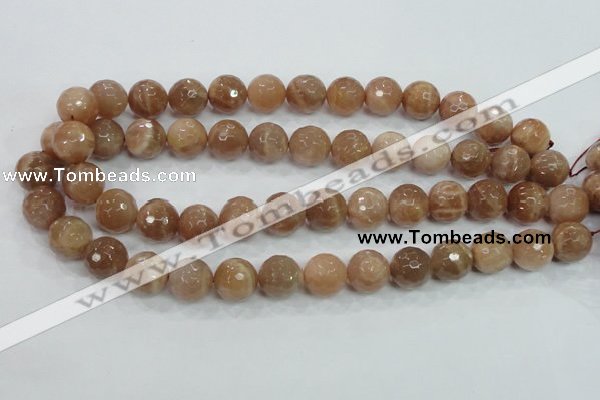 CMS62 15.5 inches 14mm faceted round moonstone gemstone beads