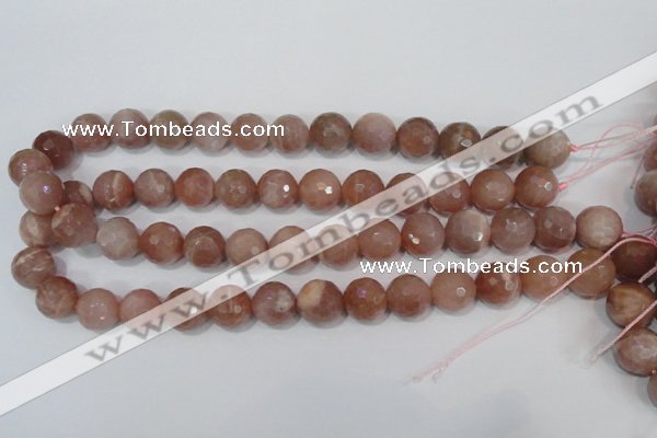 CMS767 15.5 inches 14mm faceted round natural moonstone beads