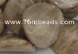 CMS80 15.5 inches 28mm twisted coin moonstone gemstone beads