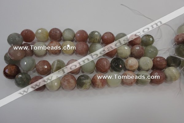 CMS875 15.5 inches 16mm faceted round moonstone gemstone beads