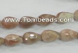 CMS88 15.5 inches 8*12mm faceted teardrop moonstone gemstone beads