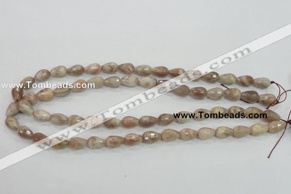 CMS88 15.5 inches 8*12mm faceted teardrop moonstone gemstone beads