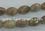 CMS92 15.5 inches 10*14mm faceted rice moonstone gemstone beads