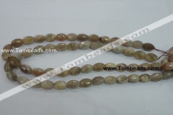 CMS92 15.5 inches 10*14mm faceted rice moonstone gemstone beads