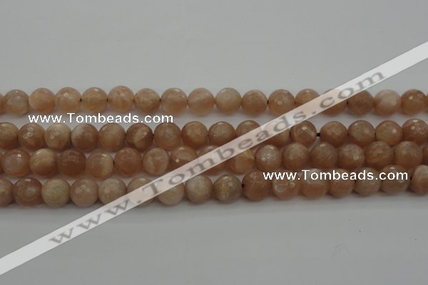 CMS942 15.5 inches 8mm faceted round A grade moonstone gemstone beads