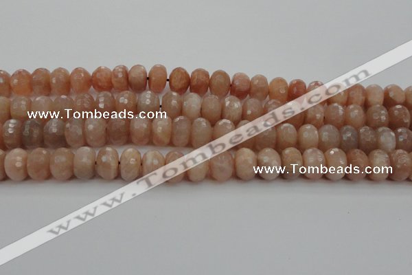 CMS951 15.5 inches 6*10mm faceted rondelle A grade moonstone beads