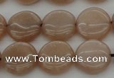 CMS957 15.5 inches 10mm flat round A grade moonstone beads