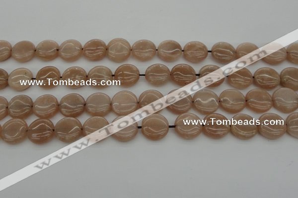 CMS958 15.5 inches 12mm flat round A grade moonstone beads