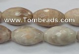 CMS96 15.5 inches 13*22mm faceted rice moonstone gemstone beads