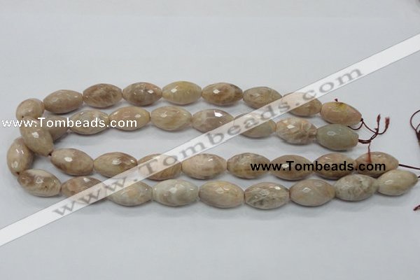 CMS96 15.5 inches 13*22mm faceted rice moonstone gemstone beads