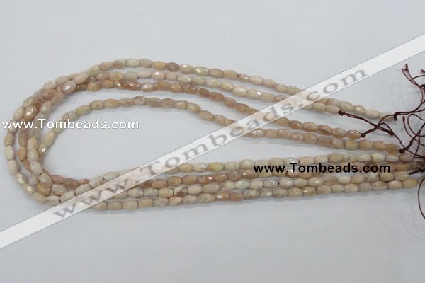 CMS99 15.5 inches 5*7mm faceted rice moonstone gemstone beads