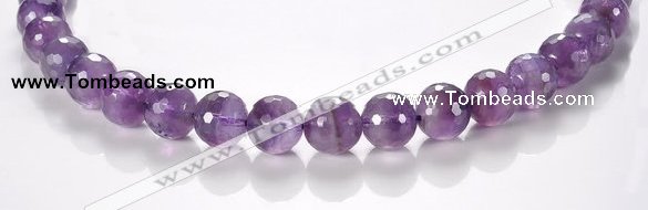 CNA08 12mm faceted round A- grade natural amethyst quartz beads