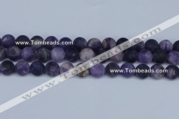 CNA1065 15.5 inches 14mm round matte dogtooth amethyst beads