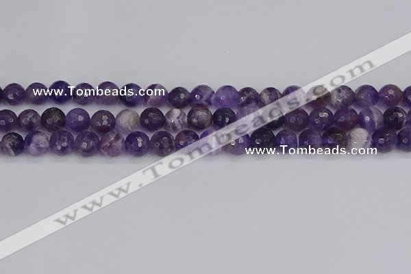 CNA1072 15.5 inches 8mm faceted round dogtooth amethyst beads