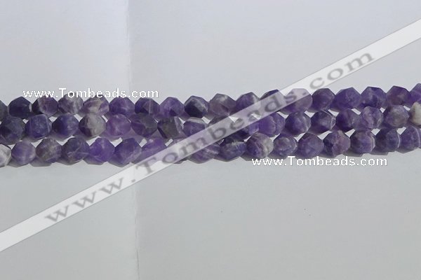 CNA1077 15.5 inches 8mm faceted nuggets matte dogtooth amethyst beads