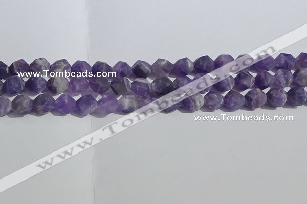 CNA1078 15.5 inches 10mm faceted nuggets matte dogtooth amethyst beads